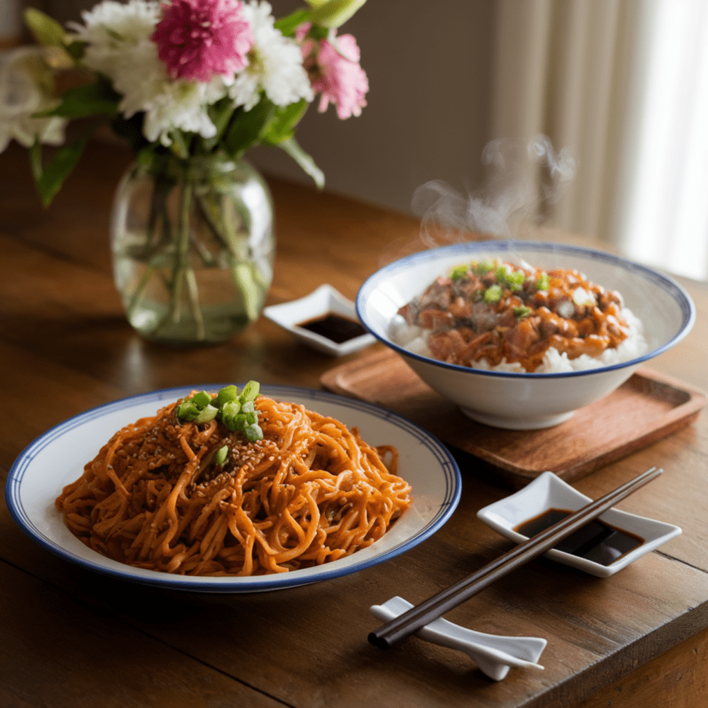 Cover image of Chow Mein and Chop Suey dishes plated in a modern kitchen.What is the difference of chow mein and chop suey?