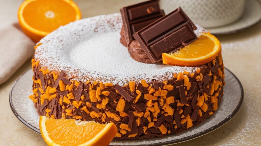Flourless Orange-Chocolate Cake with glossy chocolate glaze 1
