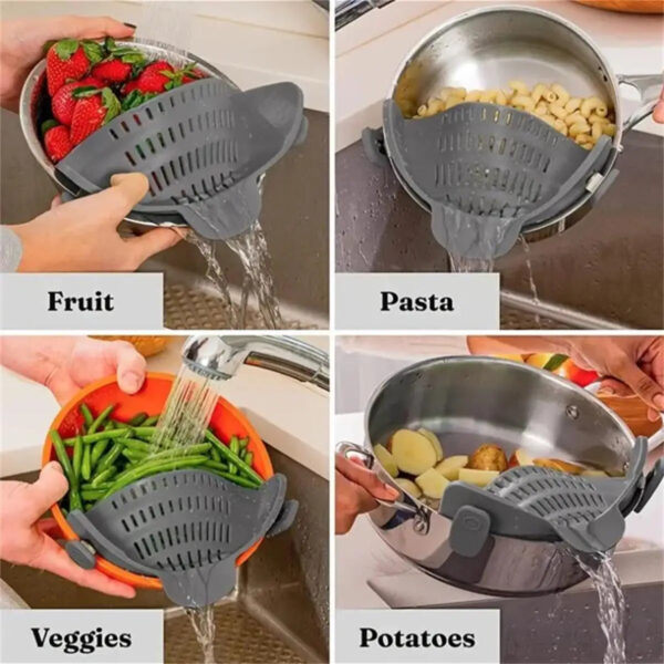 ClipFlow™ Adjustable Pot Strainer – Universal Cookware Drainer - Image 3