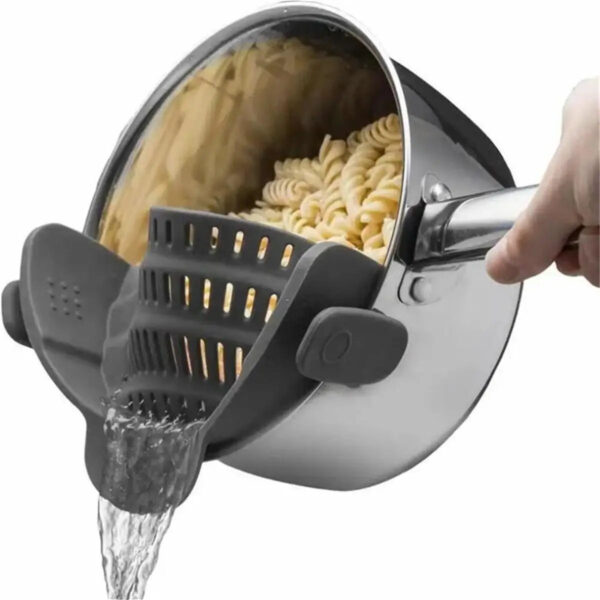 ClipFlow™ Adjustable Pot Strainer – Universal Cookware Drainer