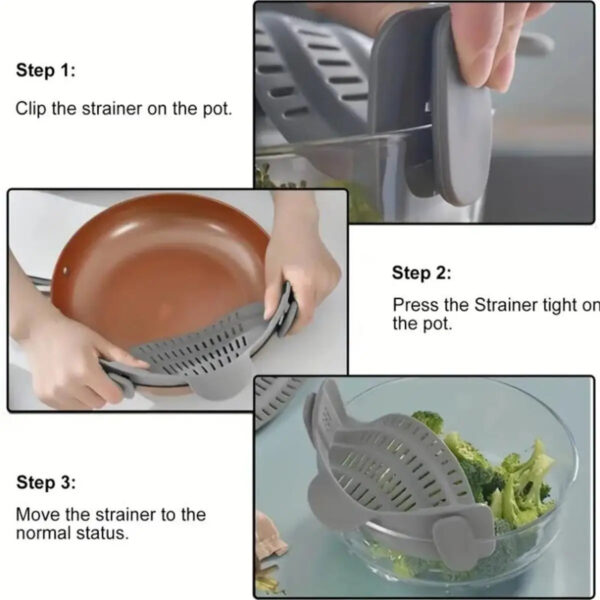 ClipFlow™ Adjustable Pot Strainer – Universal Cookware Drainer - Image 4
