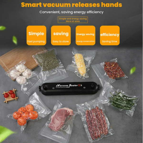 KDMLR Automatic Mini Food Vacuum Sealer Machine with 10 Vacuum Sealer Bags Electric Air Sealing Preserver System for Food Saver and Preservation of Home & Commercial(Black) - Image 2