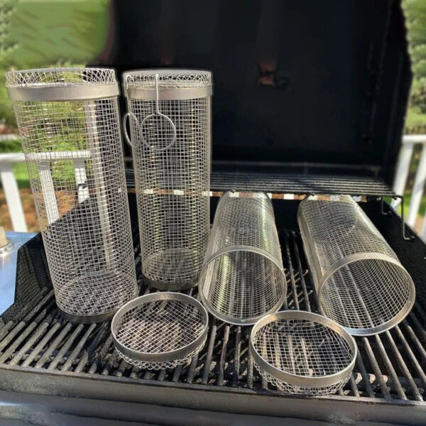 Stainless Steel Rolling BBQ Grill Basket - Image 2