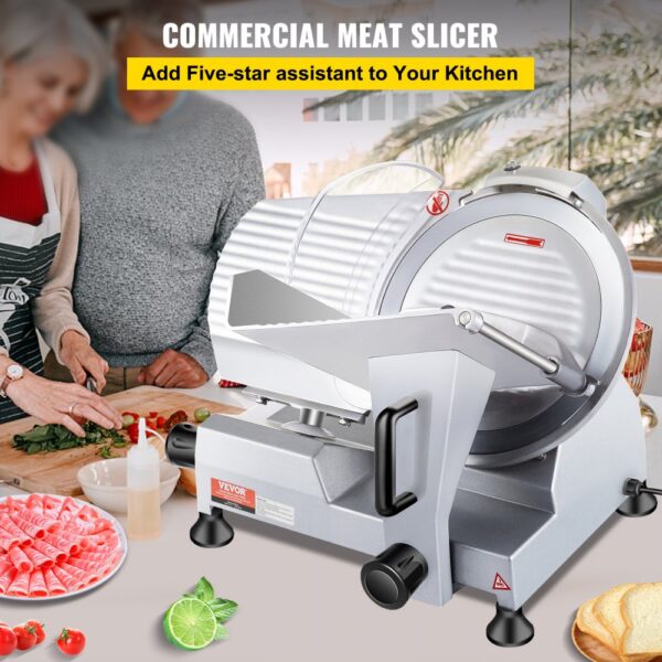 ODDTOOLS 240W Commercial Meat Slicer, Electric Deli Food Slicer, 10" Carbon Steel Blade Electric Food Slicer, 350-400RPM Meat Slicer, 0 - 0.47 inch Thickness Adjustable for Commercial and Home Use - Image 2