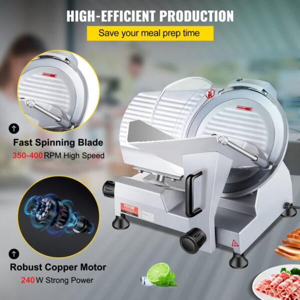 ODDTOOLS 240W Commercial Meat Slicer, Electric Deli Food Slicer, 10" Carbon Steel Blade Electric Food Slicer, 350-400RPM Meat Slicer, 0 - 0.47 inch Thickness Adjustable for Commercial and Home Use - Image 5