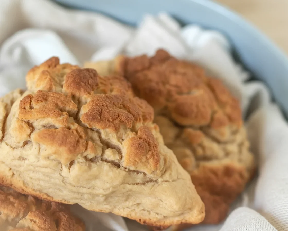 Delicious Cinnamon Crunch Scones topped with brown sugar and cinnamon crumble.