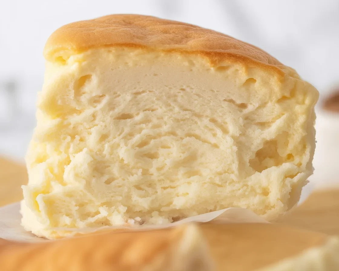 Fluffy Japanese Cotton Cheesecake Cupcakes served on a plate, featuring a soft, jiggly texture.