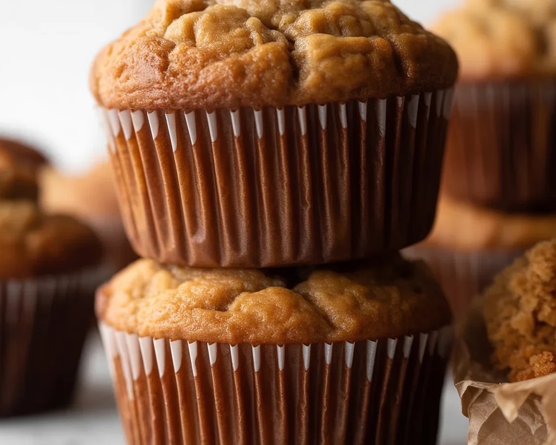 Freshly baked Banana Brown Sugar Muffins on a cooling rack
