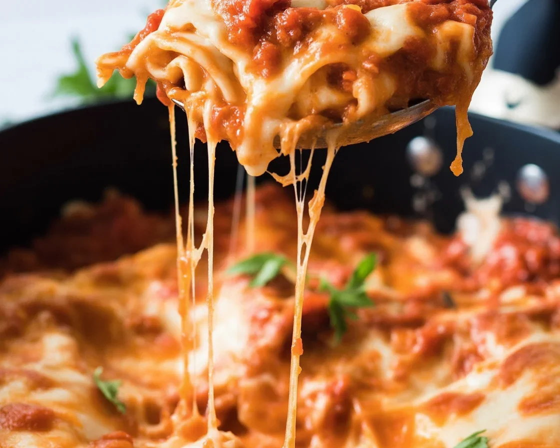 Quick and easy skillet lasagna recipe ready in 30 minutes with one pot.
