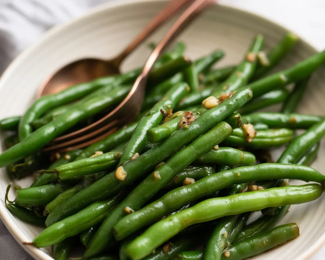 Delicious sautéed green beans with garlic, a classic green bean recipe