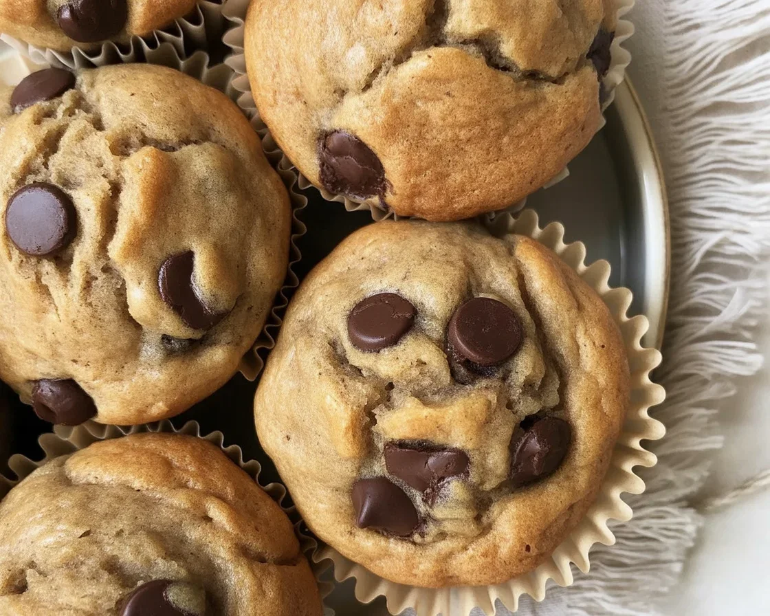 Oatmeal Chocolate Chip Morning Muffins baked to perfection with oats and chocolate chips.